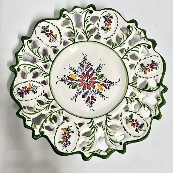 Neuwirth Made in Portugal Floral Reticulated Plate 10” - Picture 1 of 8